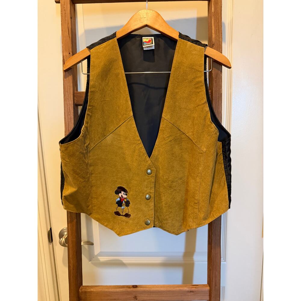 Vintage-Mickey Mouse Unlimited Suede Leather Vest, Size M/L *Rare Find*